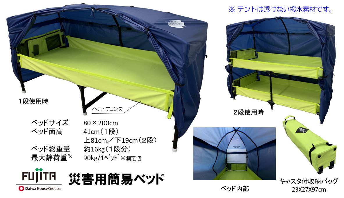 プライバシーに配慮した災害用簡易ベッド